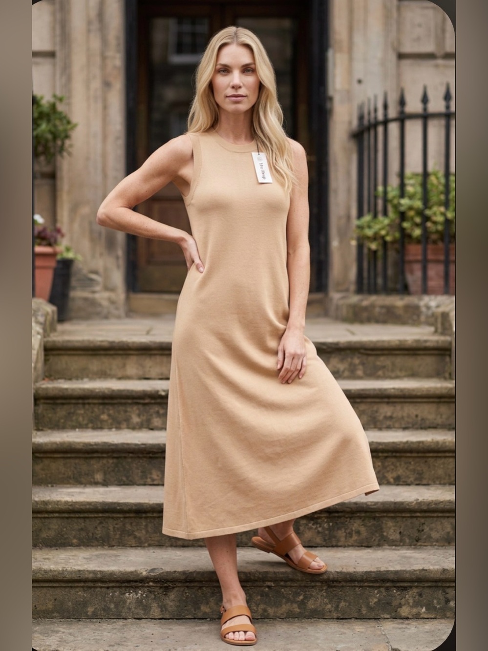 The Drop. Chic Tan Maxi Dress